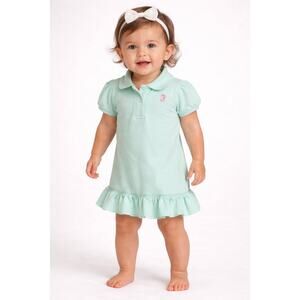 Magnificent Baby Girl Dress 12M Mint Green Polo Ruffle Seahorse